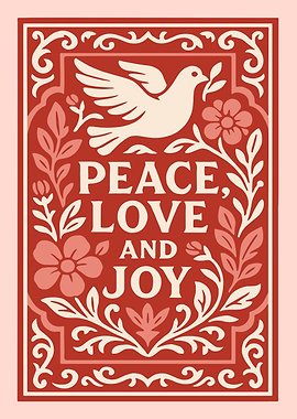Peace Love Joy Dove Floral Art