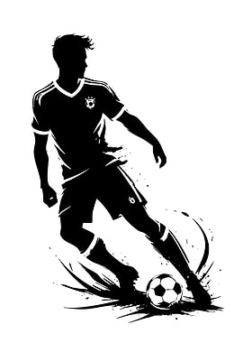 Soccer Player Silhouette Kicking Ball
