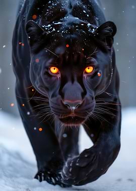 Black Panther With Fiery Eyes