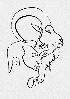 Goat and Human Face Line Art