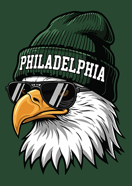 Eagle with Sunglasses and Beanie