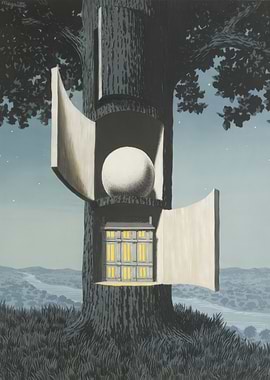 Surrealist Tree House with Sphere and Building