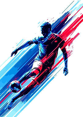 Soccer Player Kicking Ball Abstract Art