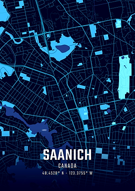 Saanich Canada Midnight City Map