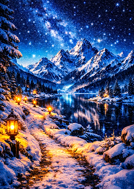 Enchanting Winter Night Landscape