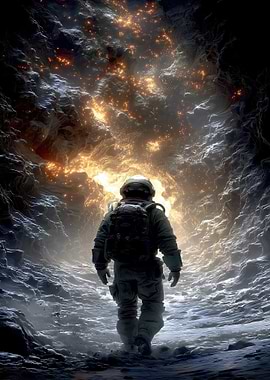 Astronaut in a Glowing Cave