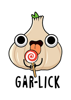 Cute Garlic Character Eating Lollipop