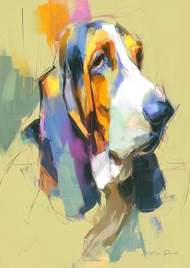 Abstract Basset Hound Portrait