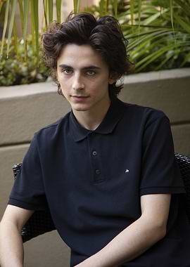 Timothée Chalamet in a Black Polo Shirt