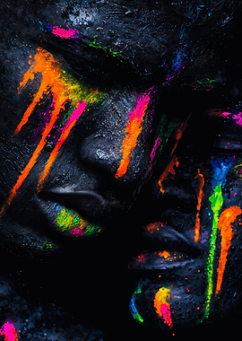 Neon Splatter Paint Gay Couple Portrait