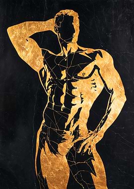 Gold Leaf Male Silhouette Art