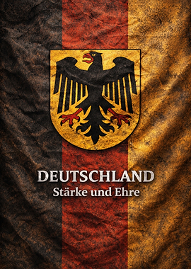 Germany Flag with Eagle and Text