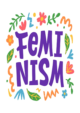 Feminism text with floral elements
