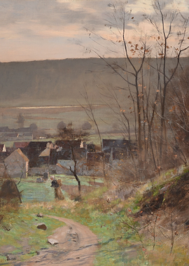 Rural Village Landscape in Autumn