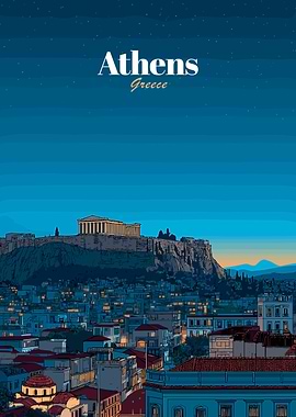 Athens Cityscape at Night