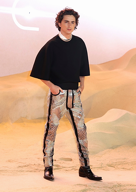 Timothée Chalamet in futuristic desert attire