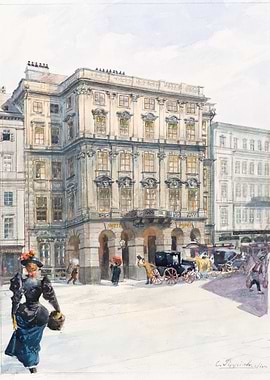 Viennese Street Scene with Hotel