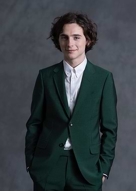 Timothée Chalamet in a green suit