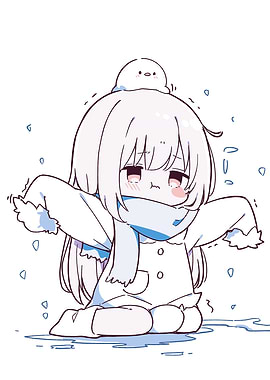 Cute Anime Girl in Snow