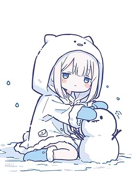 Girl Building a Snowman