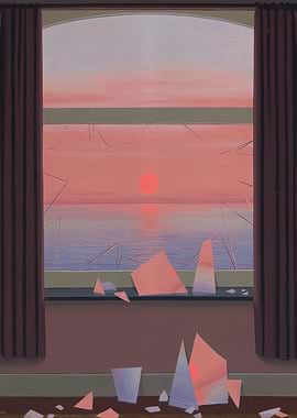 Surreal Sunset Through Broken Window