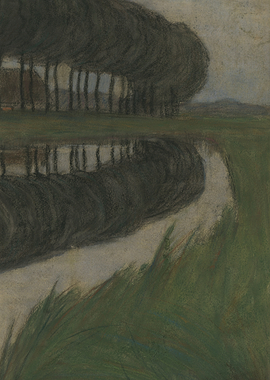 Pastel Landscape with Trees and Water