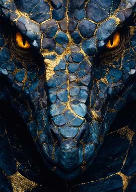 Blue Dragon Head Gold Detailing