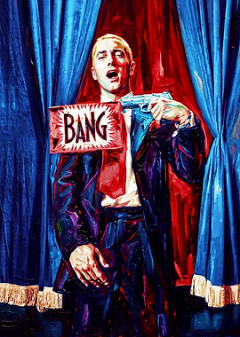 Eminem with Gun and Bang Sign