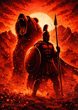 Spartan Warrior and Roaring Bear