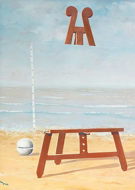 Easel on a Beach with a Sphere