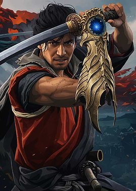 Samurai Warrior with Glowing Sword