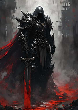 Dark Knight with Bloody Sword