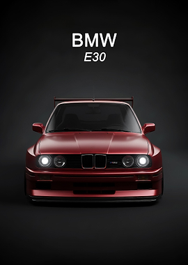Red BMW E30 M3 sport poster