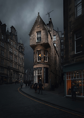 Moody Edinburgh Cockburn Street Scene
