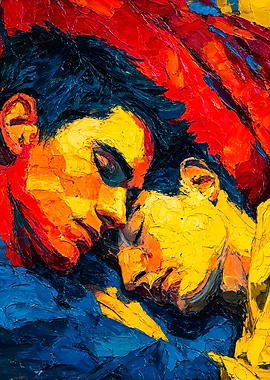 Impressionist Gay Couple Portrait Oil Painting