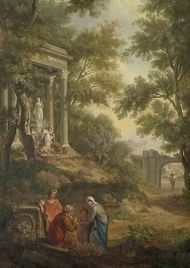 Pastoral Scene with Ancient Ruins and Figures
