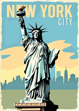 Statue of Liberty New York City Vintage Poster
