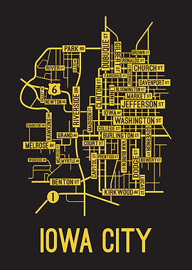 Iowa City Map Art