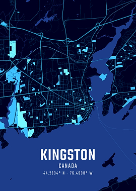 Kingston Canada Midnight Cty Map