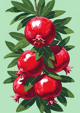 Pomegranates on a Branch