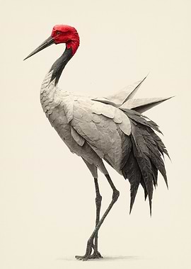 Origami Red-crowned Crane