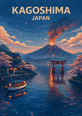 Sakurajima Volcano Eruption Poster