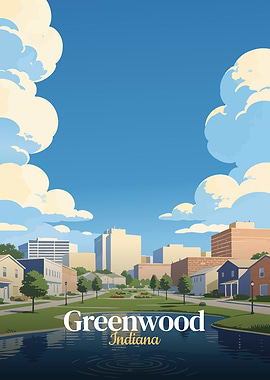 Greenwood Indiana Cityscape Illustration