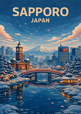 Sapporo Japan Winter Cityscape