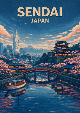 Sendai Japan Travel Poster