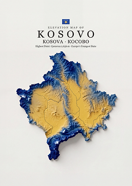 Elevation Map of Kosovo