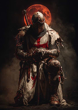Templar Knight Under Blood Moon