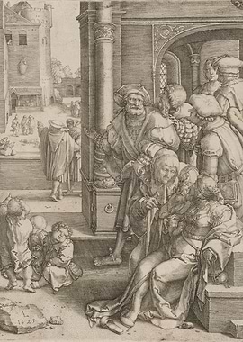 Old Master Engraving of a Public Scene