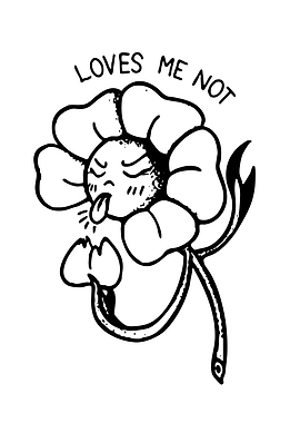 Flower Character with 'Loves Me Not' Text