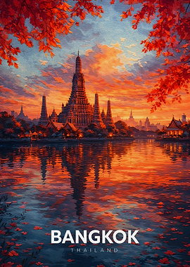 Bangkok Thailand Temple Sunset